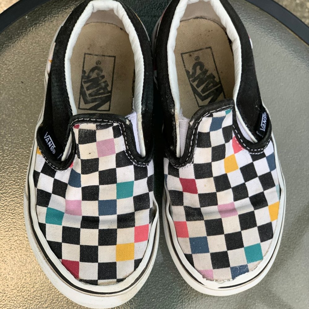 Kids Rainbow Checked Vans - 10.5